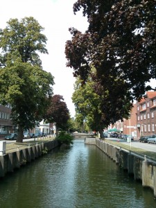 Dieser von Bäumen gesäumte Fluss verlief durch Glückstadt